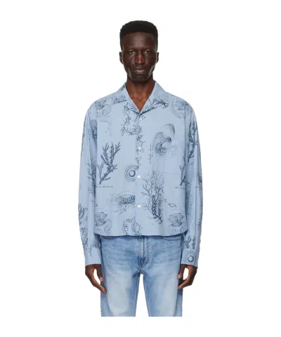 Wooyoungmi Blue Graphic Shirt In 828l Blue