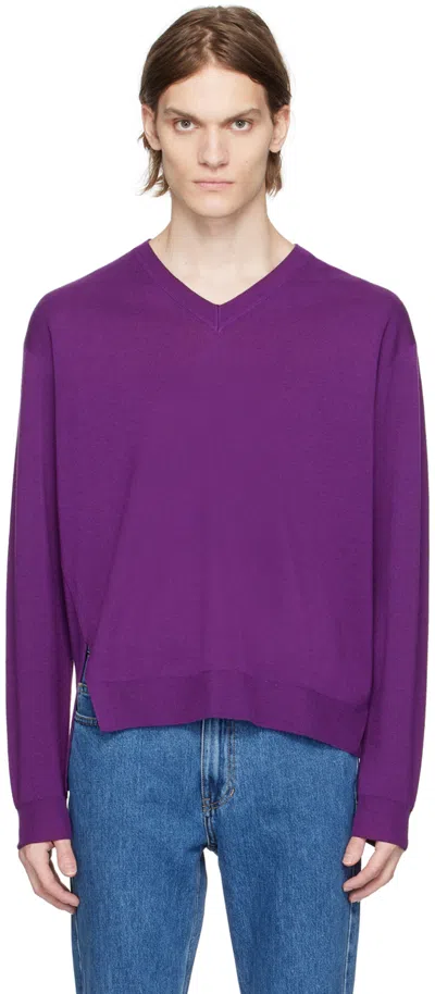 Wooyoungmi Purple V-neck Sweater In Violet 507v