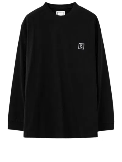 Wooyoungmi Relaxed-fit Black Cotton Sweater With Logo Accents