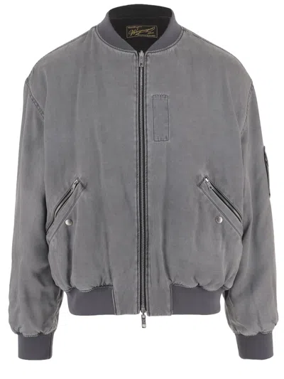 Wooyoungmi Reversible Cupro And Nylon Jacket With Quilted Texture In Gray