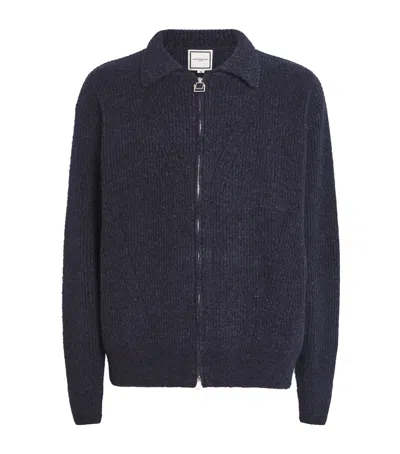 Wooyoungmi Rib-knit Zip-up Cardigan In Blue