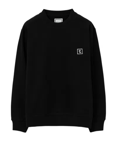 Wooyoungmi Round-collar Long-sleeve Hoodie In Black