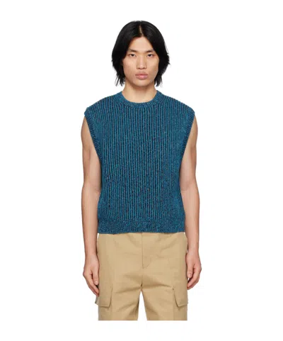Wooyoungmi Ribbed Crew Neck Sweater Vest In Blue