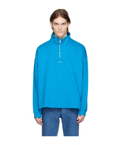Wooyoungmi Semi-zipper Long-sleeved Sweater In Blue