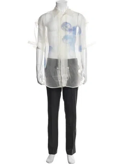 Pre-owned Wooyoungmi Silk Graphic Print Shirt In Black/white