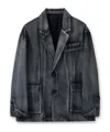 Wooyoungmi Single-breasted Denim Coat In Black