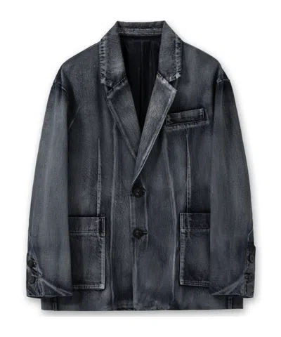 Wooyoungmi Single-breasted Denim Coat In Black