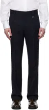 Wooyoungmi Navy Slim Straight Trousers In Black
