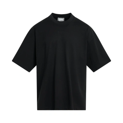 Wooyoungmi Square Embroidered Logo T-shirt In Black