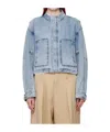 WOOYOUNGMI STAND COLLAR FADED DENIM JACKET