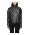 Wooyoungmi Standing Collar Leather Jacket In Black