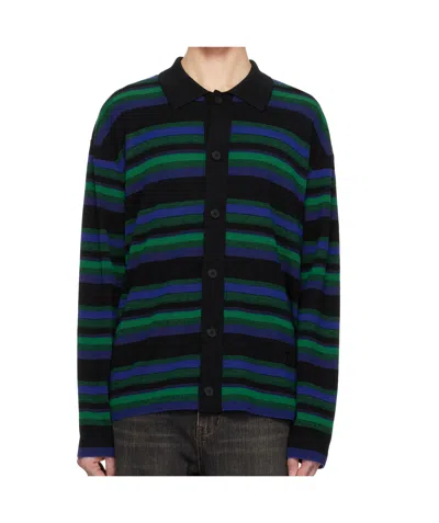 Wooyoungmi Stripe Cardigan In Black