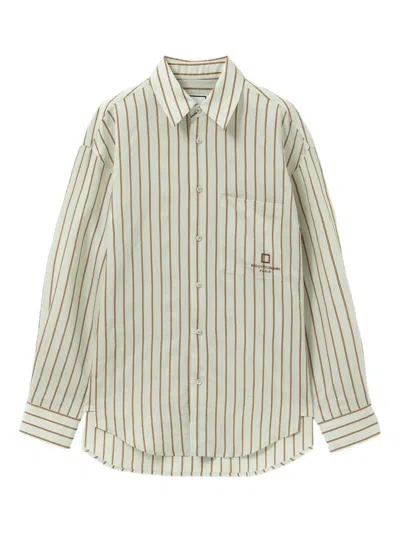 Wooyoungmi Stripe-pattern Long-sleeve Shirt In Green