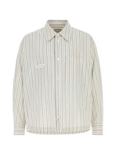 Wooyoungmi Cotton Shirt Long Sleeves Striped Chest Pocket In White