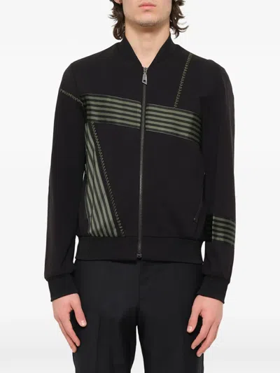 Wooyoungmi Striped Panelled Track Jacket In Black
