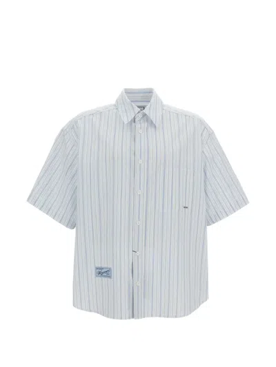 Wooyoungmi Light Blue Striped Cotton Short-sleeve Shirt