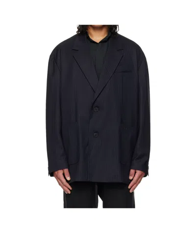 Wooyoungmi Striped Single-breasted Suit Jacket In Black