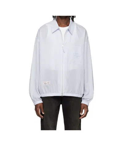 Wooyoungmi Striped Zip-up Shirt In White