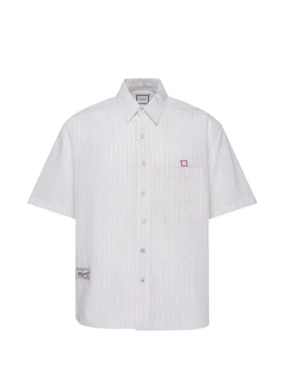 Wooyoungmi Stripe-pattern Short-sleeve Shirt In Neutral
