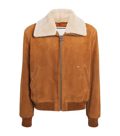 Wooyoungmi Suede Bomber Jacket In Brown