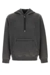 Wooyoungmi Grey Sweatshirt With Logo Patch On The Front And Logo Lettering On The Back In Cotton Man In Black