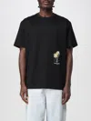 Wooyoungmi Black Crewneck T-shirt With Logo Detail On The Front And Maxi Logo Print On The Rear In Cotton Man
