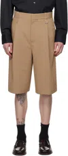 Wooyoungmi Tan Pleated Shorts In Camel939c