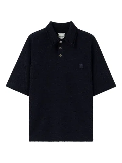 Wooyoungmi Textured-knit Polo Shirt In Blue
