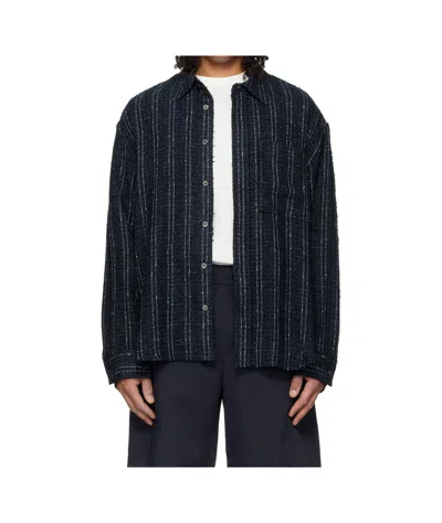 Wooyoungmi Tweed Long-sleeved Shirt In Blue