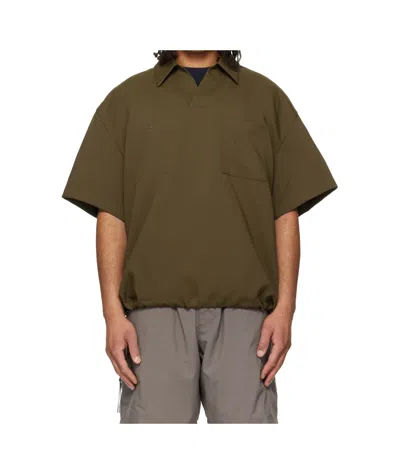 Wooyoungmi Twill Patch Pocket Polo Shirt In Green