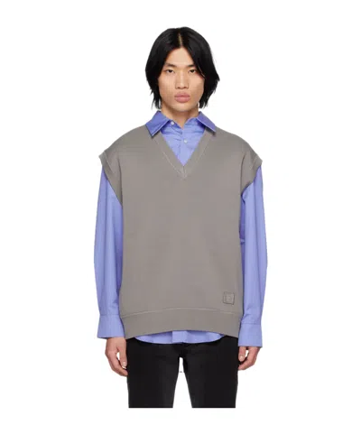Wooyoungmi V-neck Knitted Vest In Gray