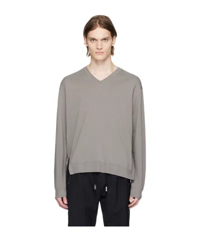 Wooyoungmi V-neck Long-sleeved Sweater In Gray