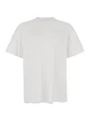 Wooyoungmi White Crewneck T-shirt With Logo Patch On The Front And Floral Motif On The Rear In Cotton Man In White