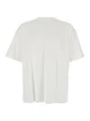 Wooyoungmi White Crewneck T-shirt With Logo Patch On The Front And Floral Motif On The Rear In Cotton Man In White