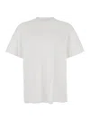 Wooyoungmi White Crewneck T-shirt With Logo Patch On The Front And Floral Motif On The Rear In Cotton Man In White