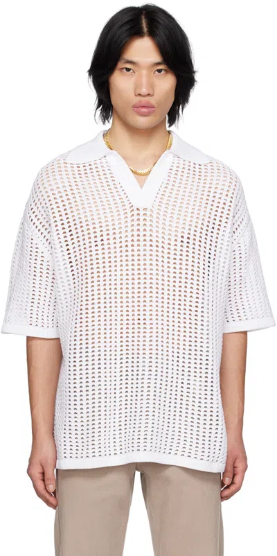 Wooyoungmi White Dropped Shoulder Polo In White 531w