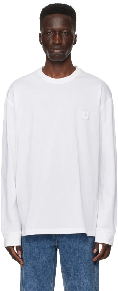 Wooyoungmi White Printed Long Sleeve T-shirt In 717w White