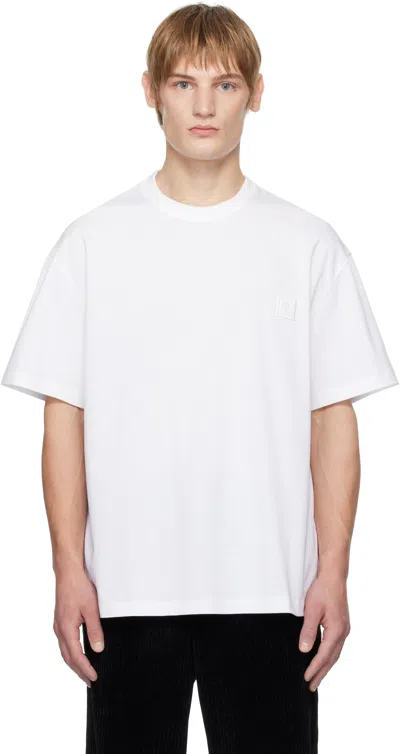 Wooyoungmi White Swaying Flower Back Logo T-shirt In 714w White
