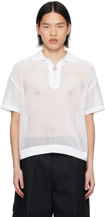 Wooyoungmi White Zip Placket Polo In 531w White