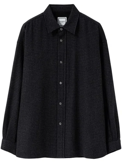 Wooyoungmi Wool Check Shirt In 822b Black