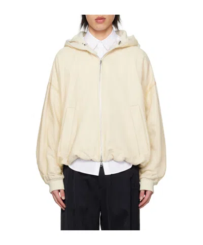 Wooyoungmi Zipper Hooded Sweater In White
