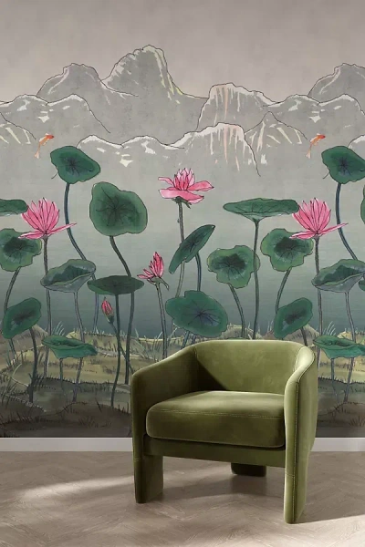 Work + Sea Land Of The Lotus Wallpaper In Green