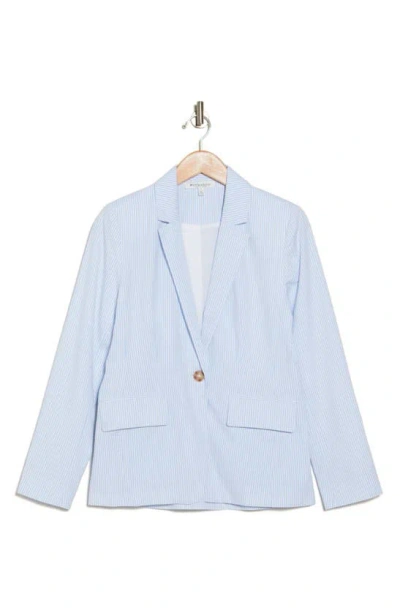 Workshop Cotton Seersucker Jacket In Balanced Stripe Blue