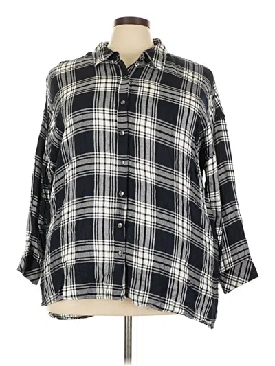 Pre-owned Workshop Republic Clothing 3/4 Sleeve Button Down Shirt In Black