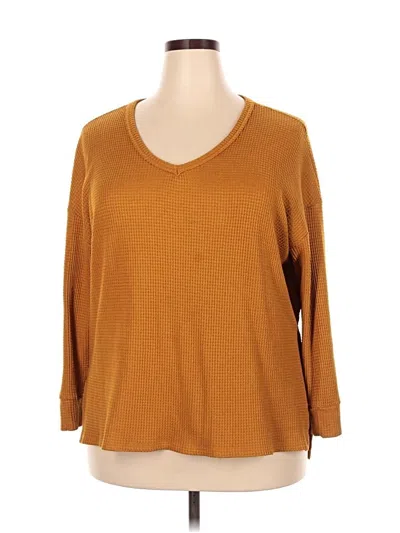 Pre-owned Workshop Republic Clothing 3/4 Sleeve T-shirt In Brown