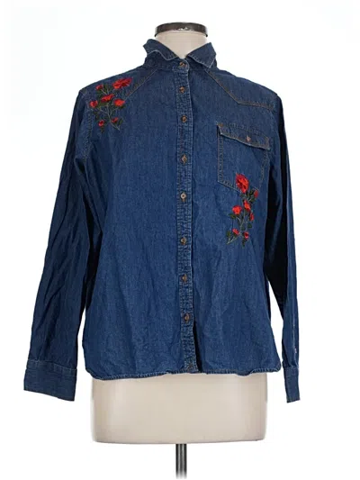 Pre-owned Workshop Republic Clothing Long Sleeve Blouse In Blue