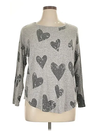 Pre-owned Workshop Republic Clothing Long Sleeve Top Silver Hearts Pattern Sweetheart Neckline Tops