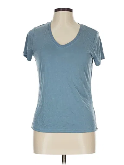 Pre-owned Workshop Republic Clothing Short Sleeve Top Teal Scoop Neck Tops In Blue