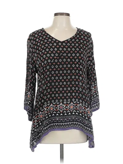 Pre-owned World Market 3/4 Sleeve Blouse In Black