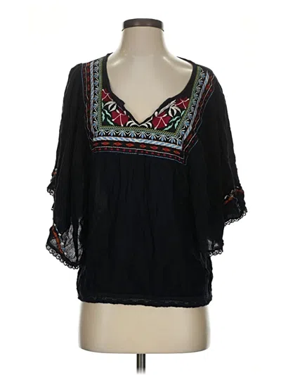 Pre-owned World Market 3/4 Sleeve Blouse In Black